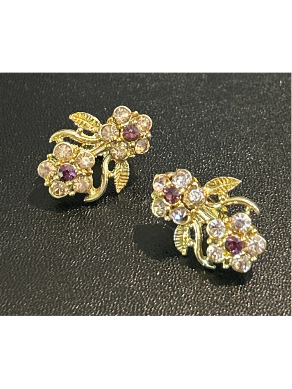 Women's Coro Floral Clip-On Earrings One Size Gold Purple